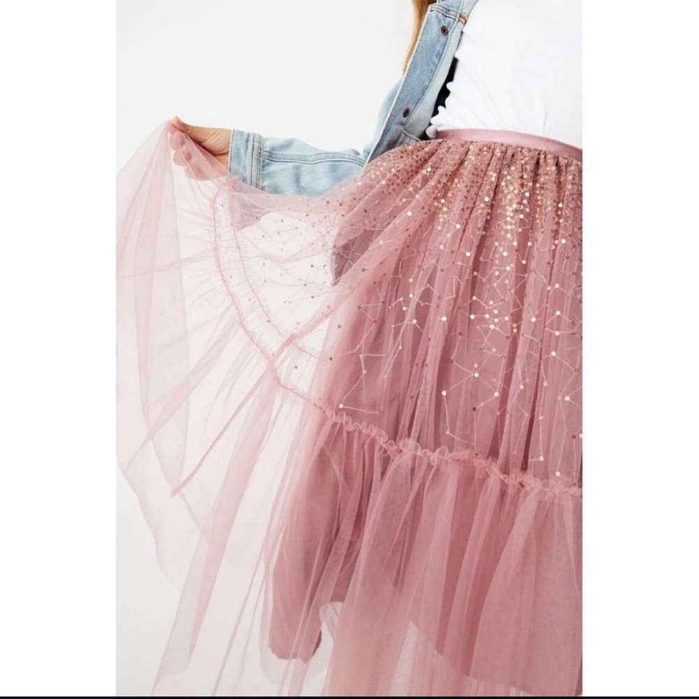 Cotton On Kids Girls Pink Tulle Maxi Tutu Skirt with Rose Gold Sequins Size 3-4 - Picture 13 of 13